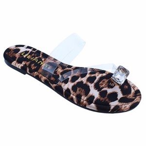 Women’s Cheetah Print Clear Strap Sandal